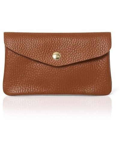 Betsy & Floss Medium Popper Leather Purse In Tan - Brown