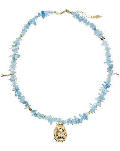 Farra Irregular Aquamarine Pendant Necklace - Blue