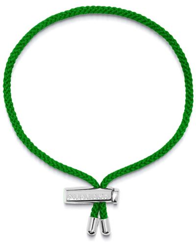 Nialaya Green String Bracelet With Adjustable Silver Lock