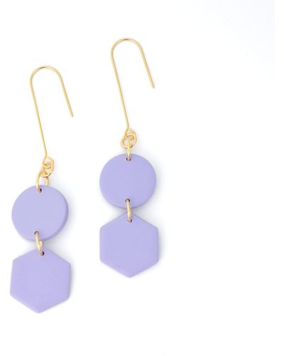 By Chavelli Belle Geometric Dangly Earrings In Lavender - Purple