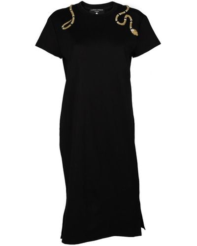Laines London Laines Couture T-shirt Dress With Embellished & Gold Wrap Around Snake - Black