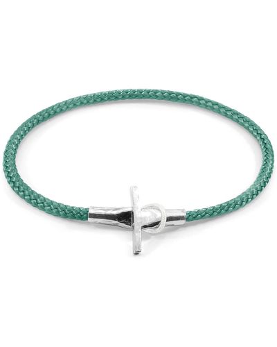 Anchor and Crew Mint Cambridge Silver & Rope Bracelet - Blue
