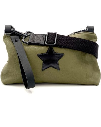 Lynn Tallerico Nancy Crossbody Bag In Olive With Black Star - Green
