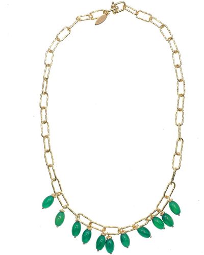 Farra Green Agate Statement Chain Necklace