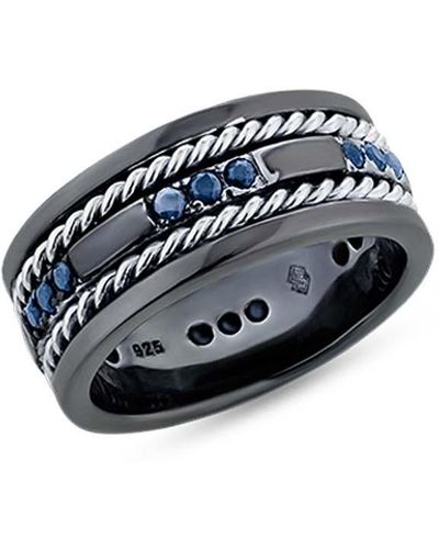 SALLY SKOUFIS Franco Ring With Natural Sapphire In Premium Black Rhodium - Blue