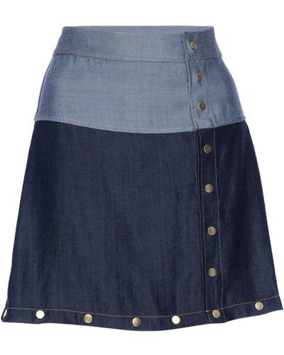 LAHIVE Gia Multi-length Denim Skirt - Blue