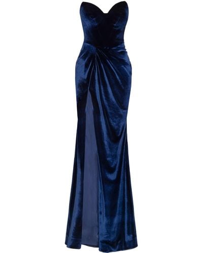 Angelika Jozefczyk Vionett Velvet Evening Gown Navy - Blue