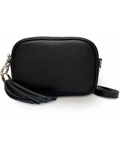 Apatchy London The Mini Tassel Leather Phone Bag - Black