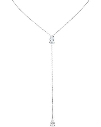 SALLY SKOUFIS Pure Lariat With Made White Diamonds In Sterling Silver