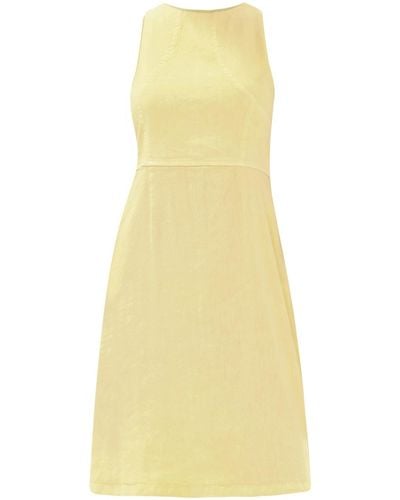 Haris Cotton Tank A Line Linen Dress - Yellow