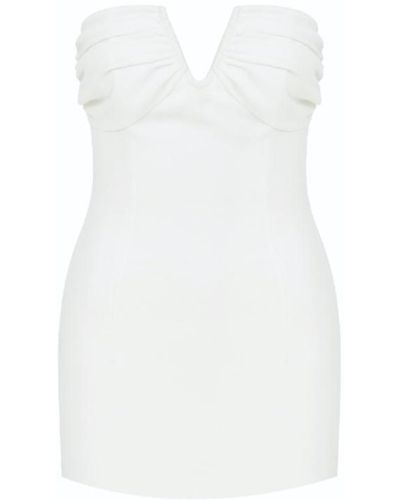 NAZLI CEREN Miora Crepe Mini Dress In Vanilla Ice - White