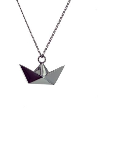 Origami Jewellery Mini Boat Gun Metal - Black