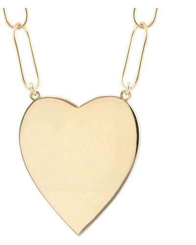 Kris Nations Large Heart Pendant On Large Link Chain Filled - Natural