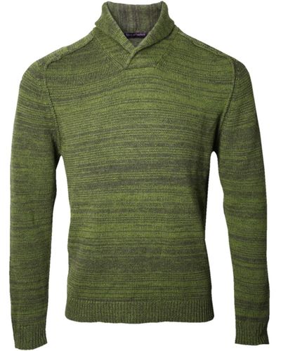 lords of harlech Sweet Shawl Neck Sweater In Olive - Green