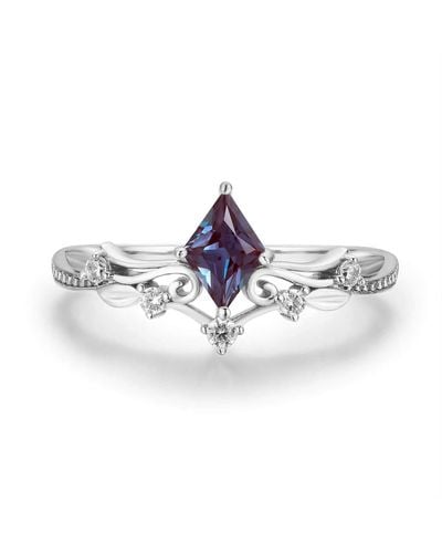 Azura Jewelry Victorian Lace Alexandrite Ring Solid White Gold© - Blue