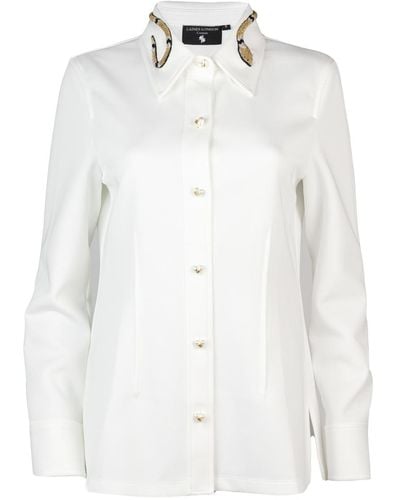 Laines London Laines Couture Gold Snake Collar Shirt - White
