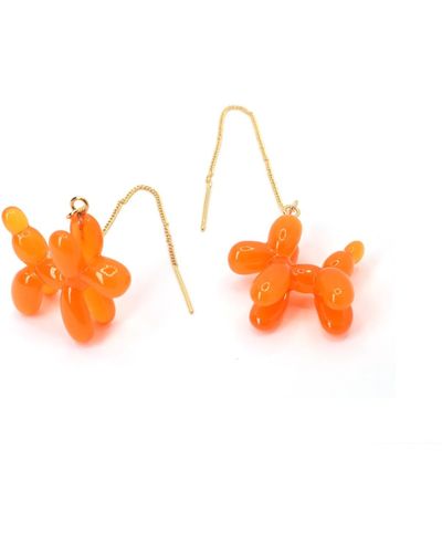 Ninemoo Balloon Poodle Threader Earrings-orange