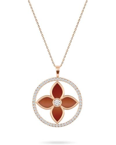 Louis Vuitton Pave Diamond Necklace Pendant 18K Rose Gold 0.05