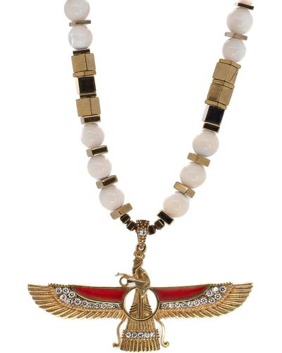 Ebru Jewelry Faravahar Necklace - White
