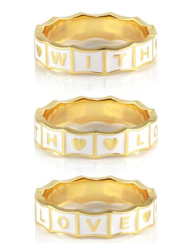 Kris Nations With Love Enamel Ring Gold Vermeil White - Yellow