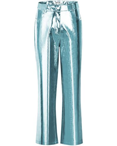 Amy Lynn Lupe Ice Metallic Vegan Leather Trousers - Blue