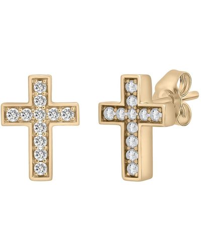 Miki & Jane Emma Diamond Cross Stud Earrings - Metallic
