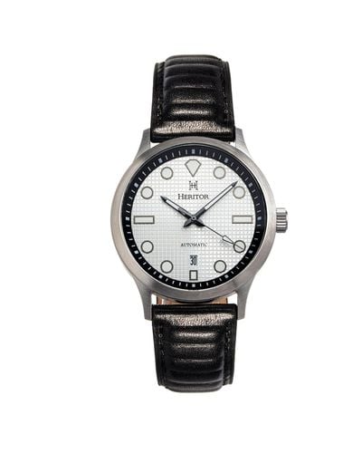 Heritor Bradford Leather-band Watch With Date - Metallic