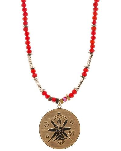 Ebru Jewelry Spiritual Energy Beaded Yoga Choker Necklace - Metallic