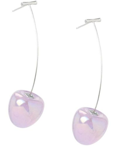 I'MMANY LONDON Iridescent Cherry Drop Earrings In Lilac With Sterling Silver Stems - Pink