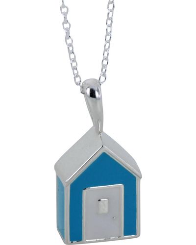 Reeves & Reeves Beach Hut Sterling Silver And Enamel Necklace - Blue