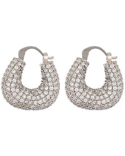 Ebru Jewelry Pave Diamond Silver Sparkly Earrings - Metallic