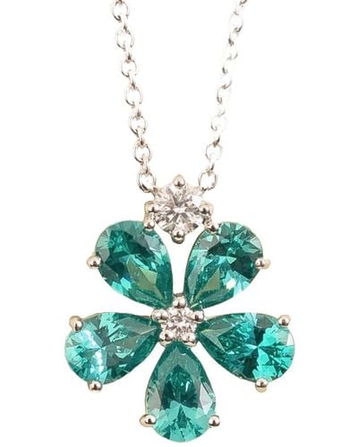 Juvetti Florea Gold Necklace Paraiba Sapphire & Diamond - Green