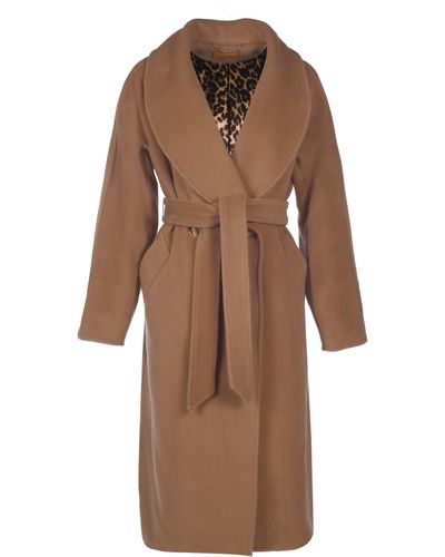 Santinni 'hepburn' 100% Italian Virgin Wool & Cashmere Coat In Marrone - Brown