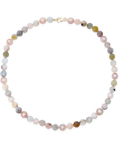 Soul Journey Jewelry Aquamarine Faceted Pearl Necklace - Metallic