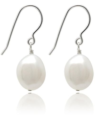 Kiri & Belle Willow Sterling Baroque Pearl Hook Earrings - White