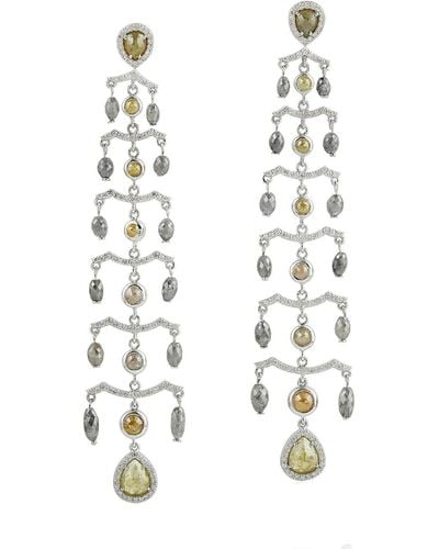 Artisan 18k Gold Natural Diamond Chandelier Earrings - White