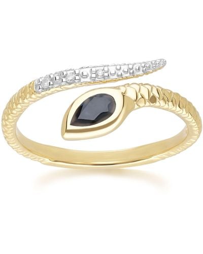 Gemondo Sapphire & Diamond Snake Ring In Yellow Gold - Metallic