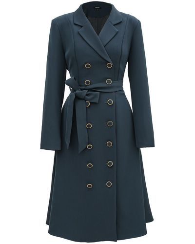 Smart and Joy Double Buttoning Tailor Coat - Blue