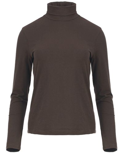 Conquista Turtle Neck Top By In Sustainable Fabric - Brown