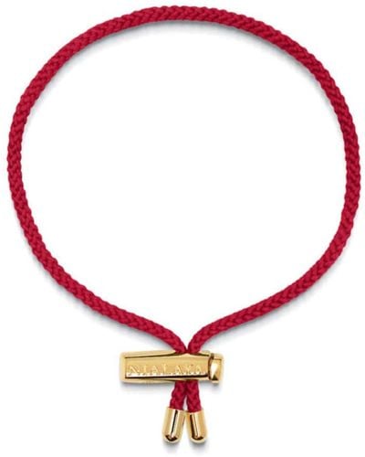 Nialaya String Bracelet With Adjustable Gold Lock - Red