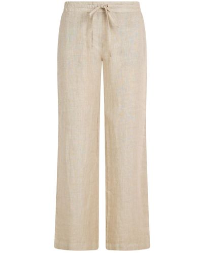 Haris Cotton Neutrals Wide Legged Linen Trousers - Natural