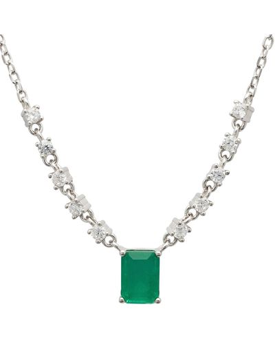 LÁTELITA London Claudia Gemstone Pendant Necklace Silver Colombian Emerald - Metallic
