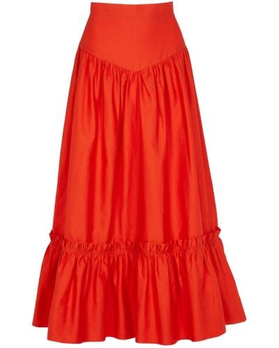 Lavaand The Tove Maxi Skirt In Sunset Orange - Red