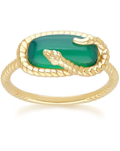 Gemondo Ecfew Chalcedony Snake Ring In Gold Plated Sterling Silver - Metallic