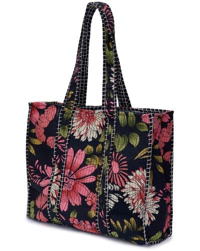 At Last Cotton Tote Bag In Floral - Red