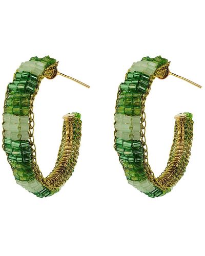 Lavish by Tricia Milaneze Jade Green Mix Maya Hoops Handmade Crochet Earrings