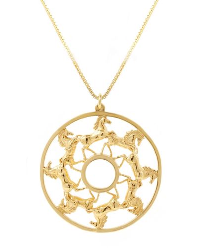 Lee Renee Horse Medallion Necklace – - Metallic