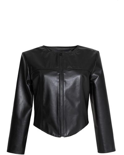 Audrey Vallens Phoenix Leather Corset Jacket - Black