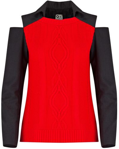 Boutique Kaotique Knitted Cutout Long Sleeve - Red