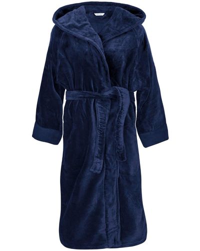 Pasithea Sleep Organic Cotton Hooded Robe In Indigo - Blue